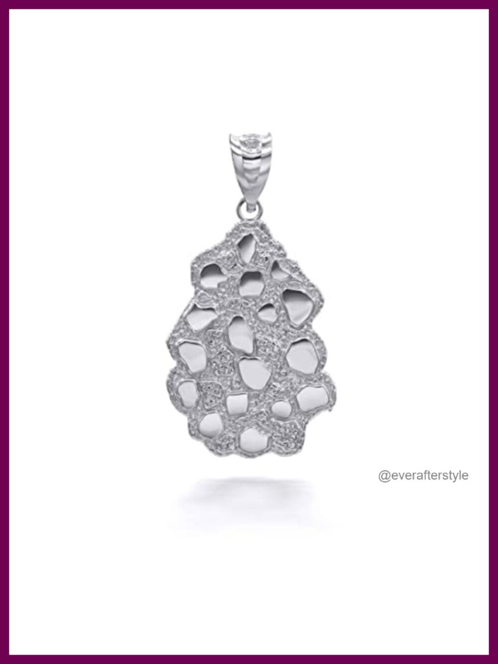 925 Sterling Silver Nugget Pendant Necklace Rolo Chain